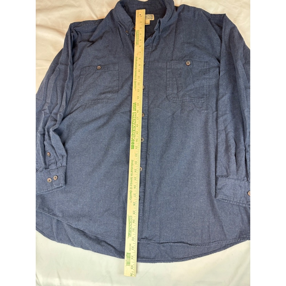 Duluth Trading Co Mens 3XL Tall Blue Cotton Flannel Button Down Work Shirt